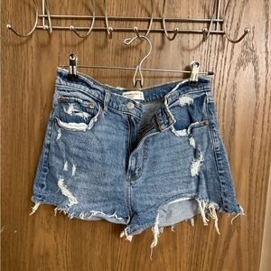 Abercrombie & Fitch Ripped Blue Denim Shorts